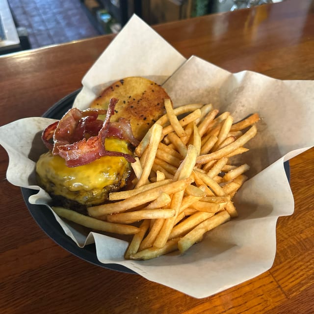 Hot Honey Bacon Cheese Smash Burger.