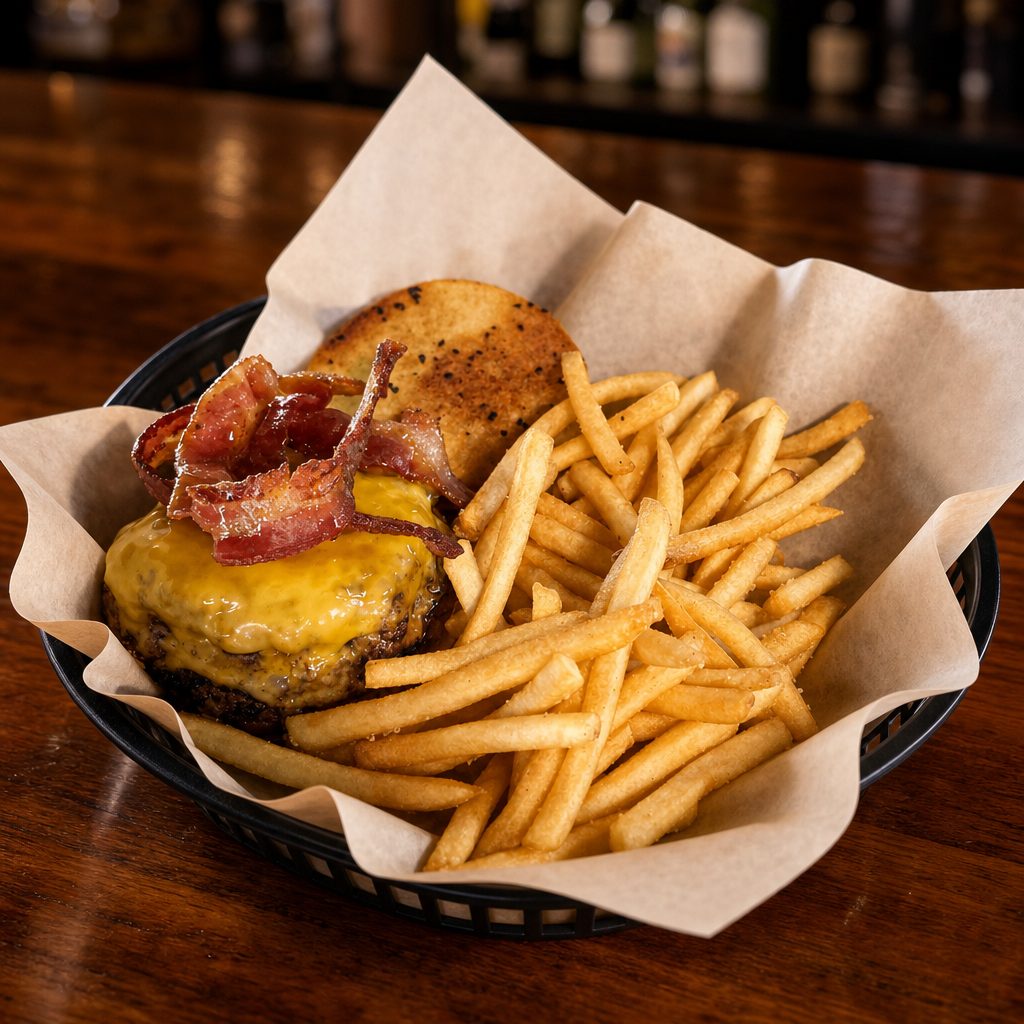 Hot Honey Bacon Cheese Smash Burger.