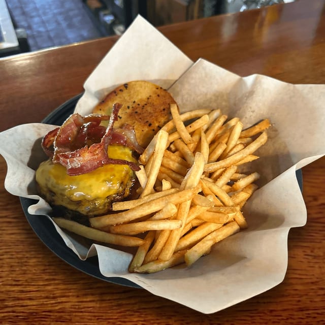 Hot Honey Bacon Cheese Smash Burger.